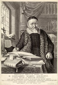 D. Leonardus Marius Goezanus, pub. 1654 gravürü. by Claes Corneliszoon Moeyaert