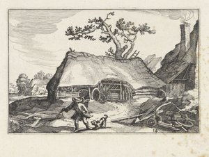 Bir çiftlikte havlayan köpek Çiftlik manzaraları (dizi başlığı) by Claes Jansz. Visscher (II)