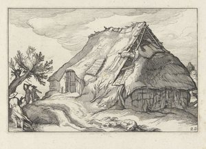 Çöken sazdan çatılı çiftlik Çiftlikli manzaralar (dizi başlığı) by Claes Jansz. Visscher (II)