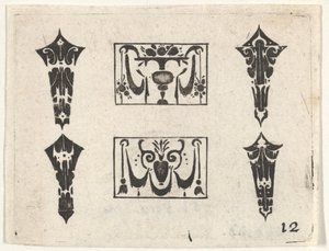 İki Yatay Panelli ve Dört Çerçeveli Blackwork Baskı, yakl. 1620. by Claes Jansz Visscher