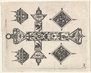 Latin Haçlı ve Dört Motifli Kara İş Baskısı, yak. 1620. by Claes Jansz Visscher