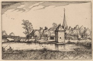 Gölet ve Köy by Claes Jansz Visscher after Johannes van Doetechum, the Elder after Lucas