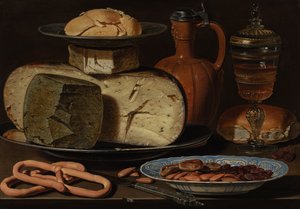 Peynirli, Bademli ve Pretzelli Natürmort, c.1615