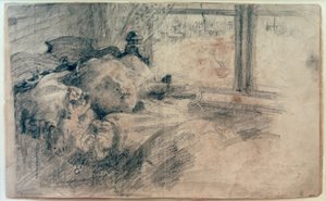 Pencerenin yanında yatakta uyuyan çocuk by Clara Siewert
