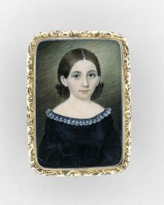 Bir Kızın Portresi, c.1845 (fildişi, yaldız ve cam üzerine suluboya) by Clarissa Peters