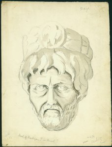 Bir Adamın Başı, 1874 (kağıt üzerinde wc ve kalem) by Claude Conder