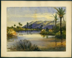 Kişon Nehri'nin Ağzı ve Carmel Dağı (kağıt üzerinde wc ve kalem) by Claude Conder