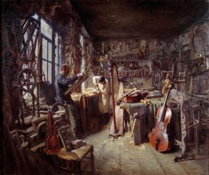 Aletlerle dolu atölyesinde bir restoratör. Claude Firmin (1864-1944) tarafından yapılan tablo 1896 Avignon musee Calvet Dikkat! Bu çalışmanın kullanımı, bir üçüncü taraf yetkilendirme talebine veya ek ücretlere tabi olabilir. by Claude Firmin
