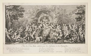 Sylvains ve Periler tarafından kutlanan tanrı Pan Festivali (tanrı Pan Festivali) by Claude Gillot