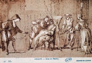 Claude Gillot (1673-1722) tarafından çizilen tiyatro performansı. Fransa by Claude Gillot