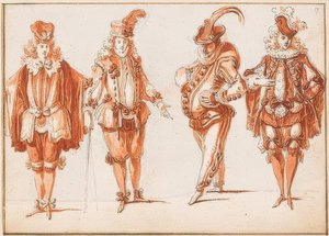 Dört kostüm karakteri by Claude Gillot