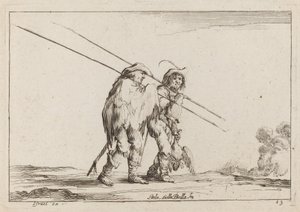 Yürüyerek Seyahat Eden İki Pikemen by Claude Goyrand after Stefano Della Bella