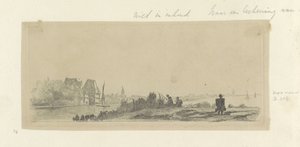 Kanal, olta balıkçıları ve sütçü ile manzara Recueil de quatre-vingt-cinq estampes orijinalleri (dizi başlığı) by Claude Henri Watelet (possibly)