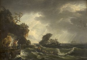 bir gemi enkazı by Claude Joseph Vernet