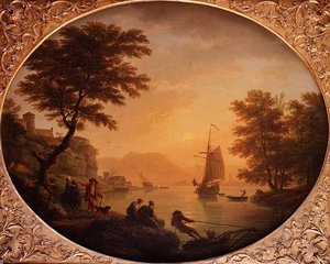 Gün - Balıkçılar ile İtalyan tarzı kayalık bir koy by Claude Joseph Vernet