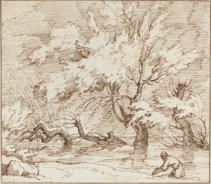 Bir Derede Yansıyan Ağaçlar by Claude Joseph Vernet