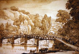 Ormanlık manzara (kalem ve mürekkep ve kağıt üzerinde yıkama) by Claude Lorrain