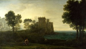 Aşk Tanrısı sarayı veya büyülü kale dışında Psyche ile manzara) Tablo Claude Lorrain (1600-1682) Tuval üzerine yağlıboya 1664 Dim 87, 1 x 151.3 cm Ulusal Galeri, Londra by Claude Lorrain