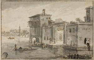 Lagün Yanındaki Binalar by Claude Lorrain