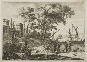 Bir Sanatçı Çizimi ile Sahil Manzarası by Claude Lorrain