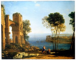 Apollo ve Cumaean Sibyl ile Sahil Görünümü, 1645 ve 1649 yılları arasında. by Claude Lorrain
