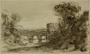 Kuleli Köprü ile İtalyan Nehir Manzarası by Claude Lorrain