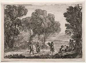 Country Danslı Manzara (Küçük Tabak) by Claude Lorrain