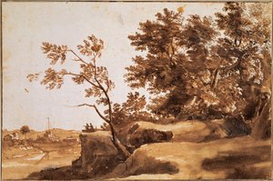 Arka planda Castel SantAngelo ile Tiber Manzarası, 1630 ve 1640 Arası by Claude Lorrain