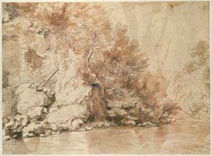 Bir manzara çalışması (kalem, bistre ve kağıt üzerinde yıkama) by Claude Lorrain