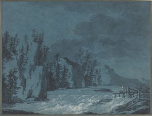 Wooded Cliffs tarafından River Rapids by Claude Louis Chatelet