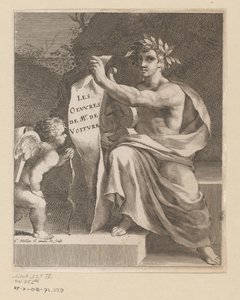 Apollo en een amor Mr. de Voiture'ın Eserleri (nesne üzerindeki başlık) Başlık sayfası: Vincent de Voiture, Vincent de Voiture'ın Eserleri, 1650 by Claude Mellan