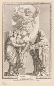 Tarih ve Kehanet kişileştirme ile Tanrı Başlık sayfası: Biblia Sacra, 1642 by Claude Mellan