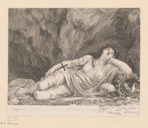 Bir mağarada bulunan Saint Mary Magdalene by Claude Mellan