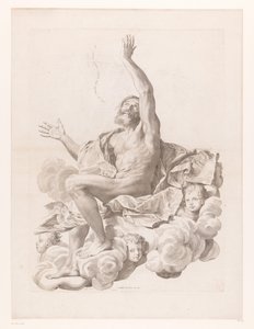 Aziz Paul bulutta meleklerle çevrili by Claude Mellan
