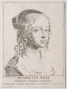 Henriette-Marie dAngleterre, düşes dOrleans. by Claude Mellan