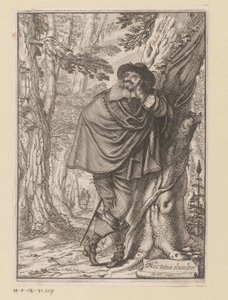 James Howell bir ağaca yaslanmış Başlık sayfası: James Howell, Dendrologie (...), 1641 by Claude Mellan