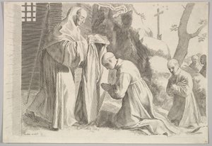 St. Bernard Bir Keşiş Alışkanlığı Alır. by Claude Mellan
