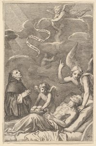 Aziz Nicolas Ölen Bir Adam İçin Dua Ediyor. by Claude Mellan