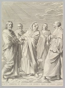 St. Anne, Joseph, Joachim, Bernard ve John, Bakire Evangelist Akrabalığı, 1648. by Claude Mellan
