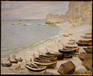 Etretat Sahilinde Tekneler, 1883 by Claude Monet