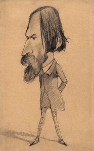 Auguste Vacquerie'nin karikatürü, c.1859 (ten rengi dokuma kağıt üzerinde silinmiş grafit) by Claude Monet