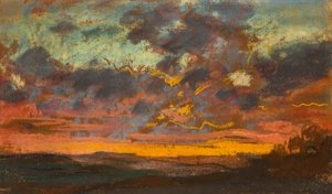 Gün batımı, yak. 1868 (kağıt üzerine pastel) by Claude Monet