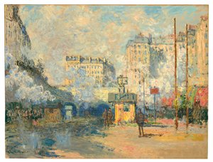 Saint-Lazare istasyonunun dışı, güneş ışığı etkisi, 1877 by Claude Monet