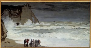Grosse mer a Etretat tablosu Claude Monet (1840-1926) 1868 Güneş. 0,66x1,31 m Paris, Orsay Müzesi by Claude Monet