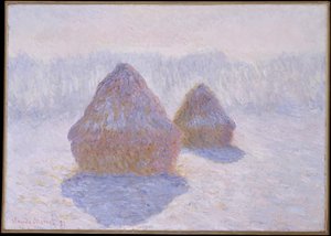 Saman Yığınları (Kar ve Güneşin Etkisi) by Claude Monet