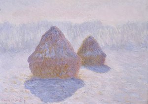 Saman Yığınları (Kar ve Güneşin Etkisi) by Claude Monet