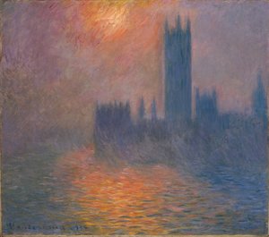 Parlamento evleri, gün batımı by Claude Monet