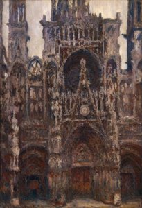 Rouen Katedrali, portal önden görünüm, kahverengi uyum by Claude Monet
