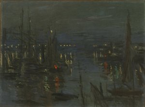 Le Port du Havre, Night Effect Le Havre limanı, gece, 1873. by Claude Monet