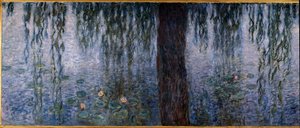 Les Nympheas; sabahları söğütlerle temizleyin (ahşap üzerine triptik yağın sol kısmı 200 x 425 cm), sd. 1914-1926. Claude Monet (1840-1926). Musee de l